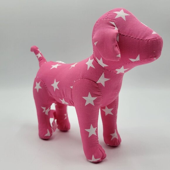 Victorias Secret Pink and Gold Dog Plush Toy Set Of 2 Pink Star & Gold Logo - Picture 5 of 16